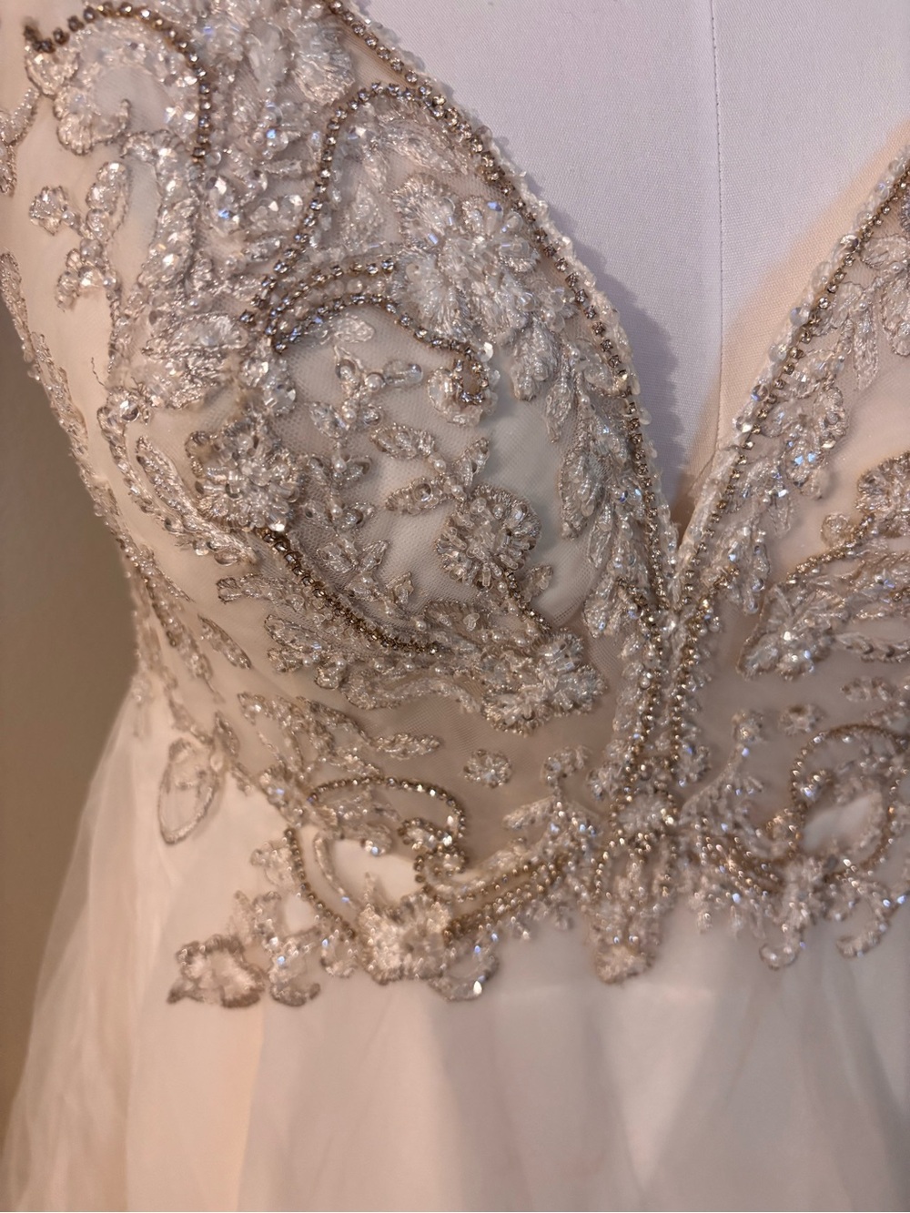 GALINA SIGNATURE Ivory Beaded Tulle A-Line Gown - Picture 2 of 8